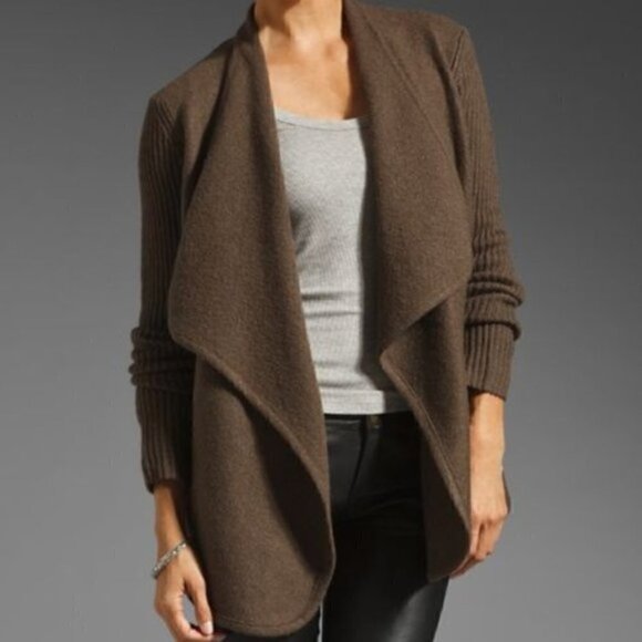 Vince Jacket Size L Thick Wool Open Front Brown Sugar Warm Cozy Neutral Earth - Picture 8 of 15